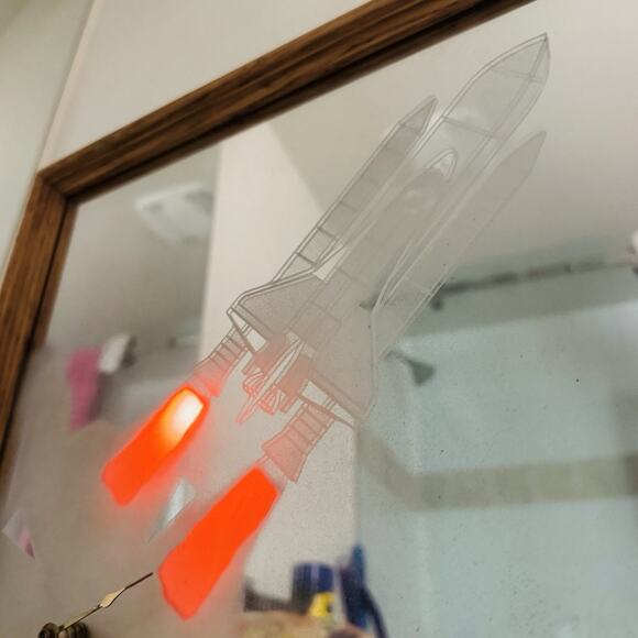 RARE 13' Light Up Space Shuttle Mirror Clock Wall Art WORKS NASA Flicker Lamp - Picture 12 of 12